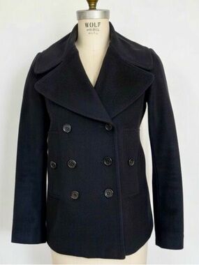 Beautiful BURBERRY LONDON Wool Double-Breasted Peacoat Jacket - Black